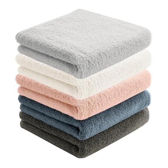 AYO Gesichtstuch, Hotelqualität, 5er-Set, 5 Farben, 01, Flauschig, 100% Baumwolle, 34 x 80 cm, Sehr saugfähig, Langlebig, Einfarbig, Geringe Flusenbildung, Geschenk