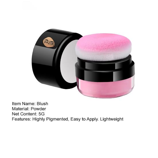 5G Cushion Blush Highly Pigmented Lips Eyes Cheeks Blusher with Soft Puff Lightweight Women Makeup Natural Loose Powder Face Blush