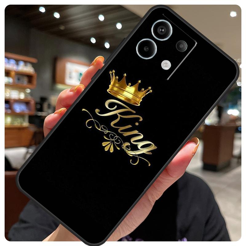 King Queen Couple Lovers Case For Xiaomi Redmi Note 12 9 10 11 13 14 15 Pro Plus Cover For Redmi 13C 12C 10C 14C 15 C