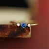 Anello in Argento Sterling 925 Placcato Oro 14K con Zircone Blu per Donna Accessori Gioielli Party Giapponesi di Lusso Leggero