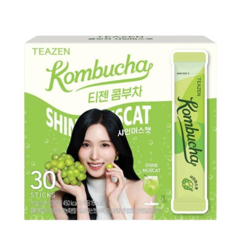 TEAZEN Shine Muscat Kombucha Korean Sparkling Grape Tea Drink 30 Sticks 1box(30ea)