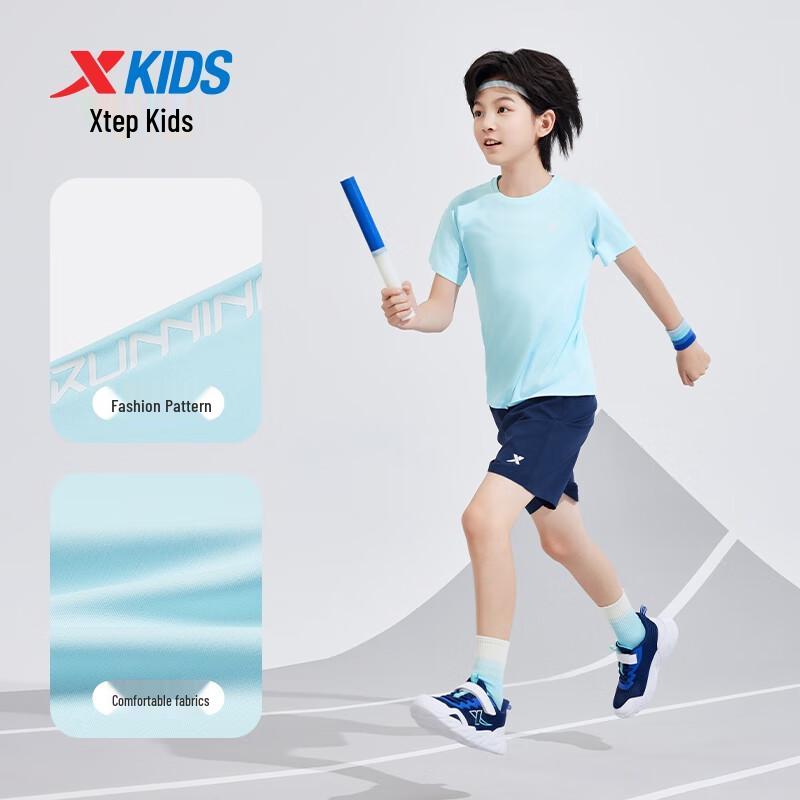 Xtep Kids' Unisex Big Letter Print Short Sleeve Knit Set