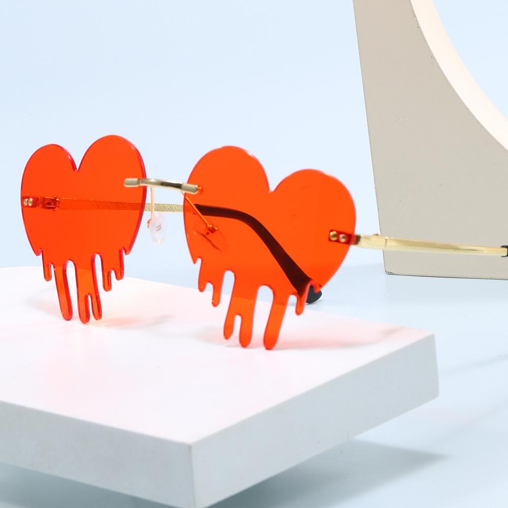 Halloween Christmas Tears Sunglasses Rimless Heart Shape Party Glasses Rave Festival Eyewear Prop