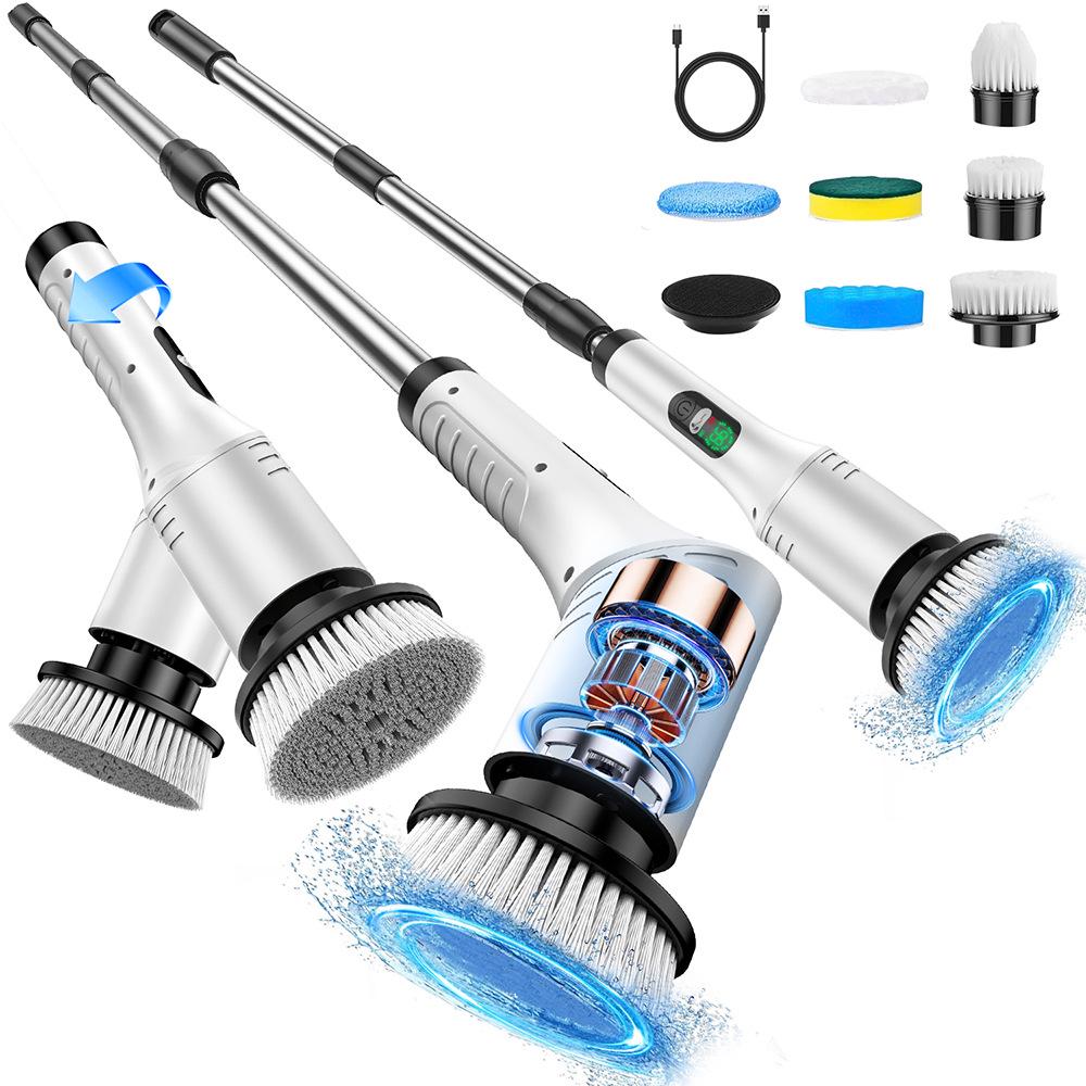 Multi-functional Wireless Electric Cleaning Brush with Rotating Telescopic Handle and Digital Display