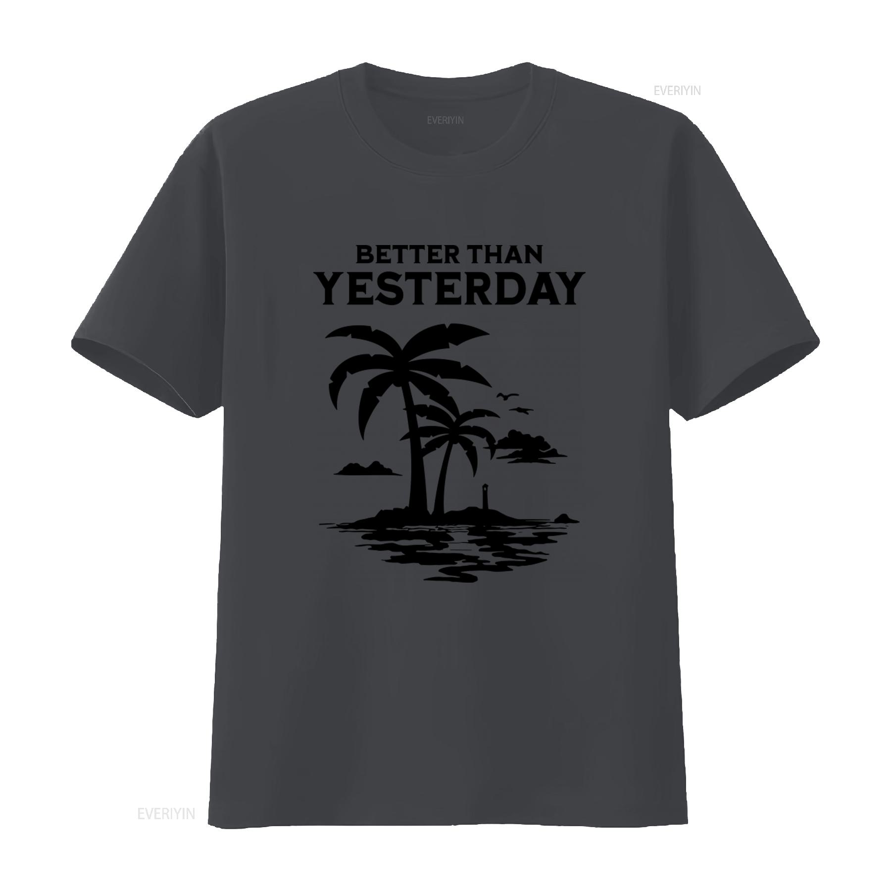 

Better Than Yesterday Tropical Palm Trees Beach T shirt for Summer Vacation Casual vintage Washed streetwear Soft Versatile 4XL