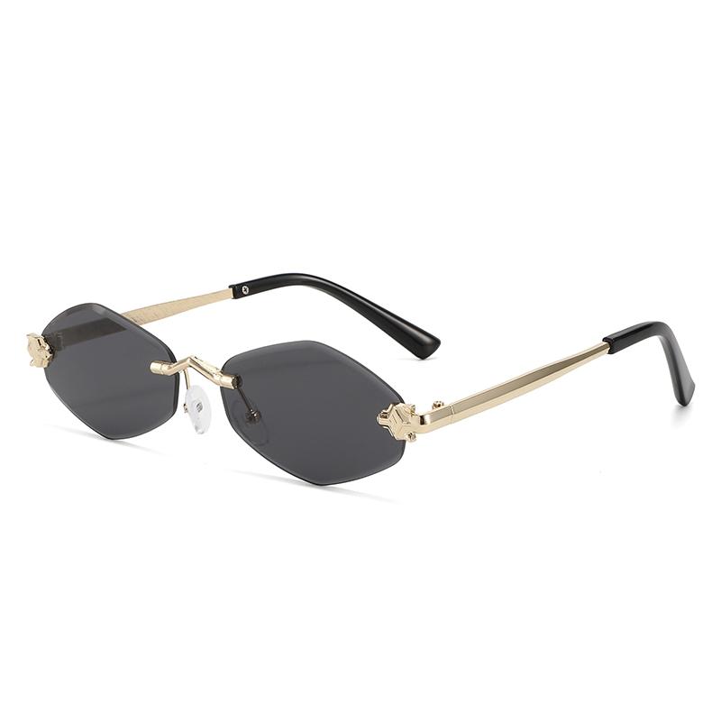 Fashion Rimless Polygon Metal Sunglasses Women Men Leopard Pattern Design Sun Glasses Travel Driving Lady Man Eyewear Uv400
