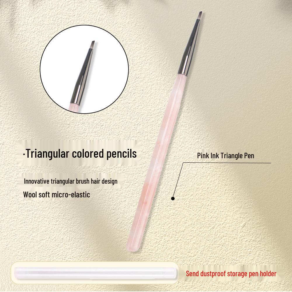 Popular Chinese Style Nail Art Brush with Translucent Acrylic Penholder for Triangle Stroke and Flower Designs