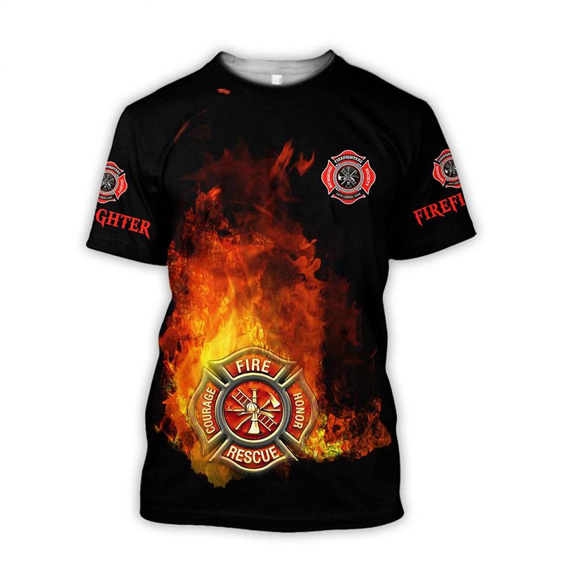 Pattern Men's T-shirtFirefighter Graphic 3D Print Oversize O-neck Tees Fashion  Casual Breathable Short Sleeve Top
