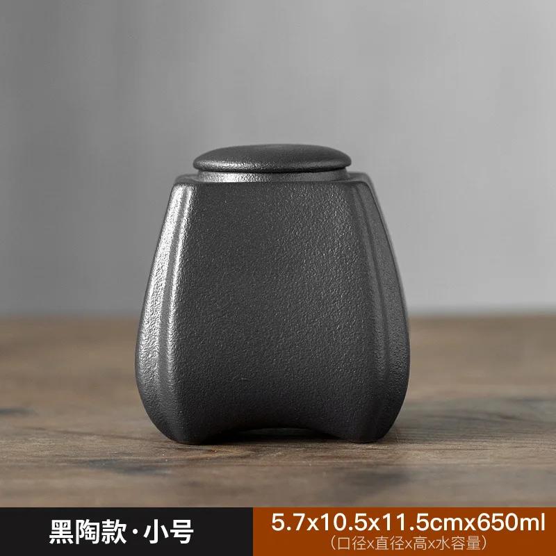 Japanese Style Coarse Pottery Retro Tea Jar Household Ceramic Sealed Can Moisture-Proof Storage Jar Tea Storage Tea Box Tea Tin