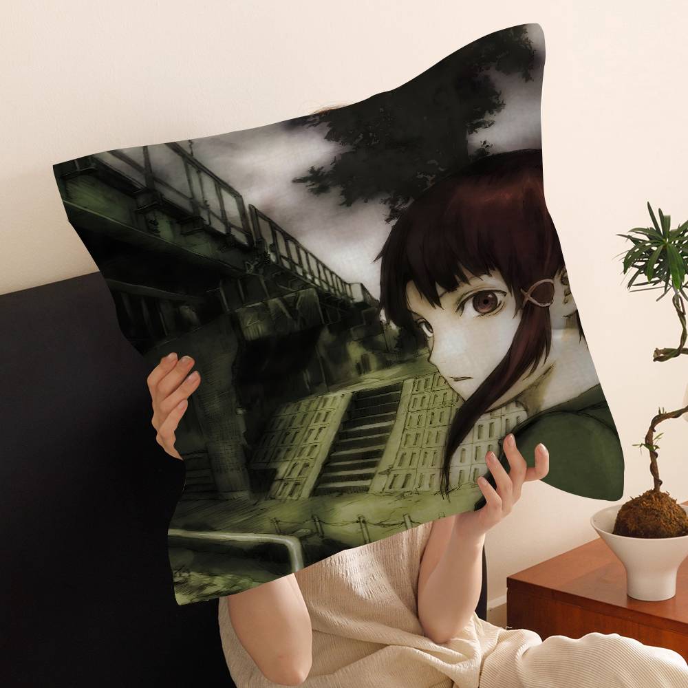 Anime Serial E-Experiments Lain Cushion Cover Polyester Sofa Cushions Decorative Throw Pillows Home Decoration Pillowcover