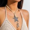 Starfish Fringe Necklace Women Vacation Style Long Velvets Rope Clavicle Chain Adjustable Length Collar Chain Jewelry
