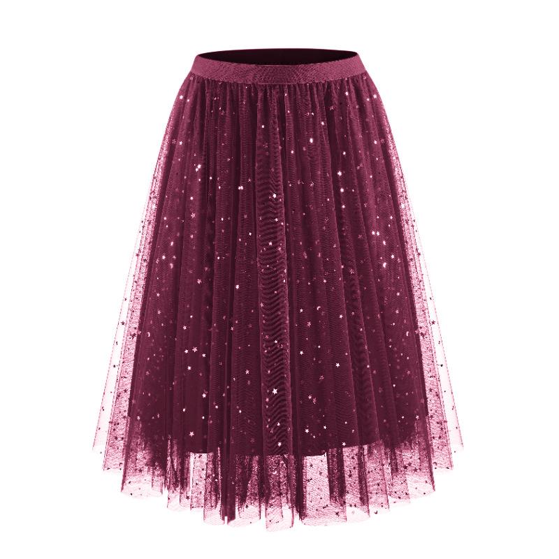 Spring Summer Single-layer Skirts Tutu Skirts Puff Skirts Star and Moon Sequin Multi-panel Tulle  Fluffy Layered Tulle Tutu Skirt