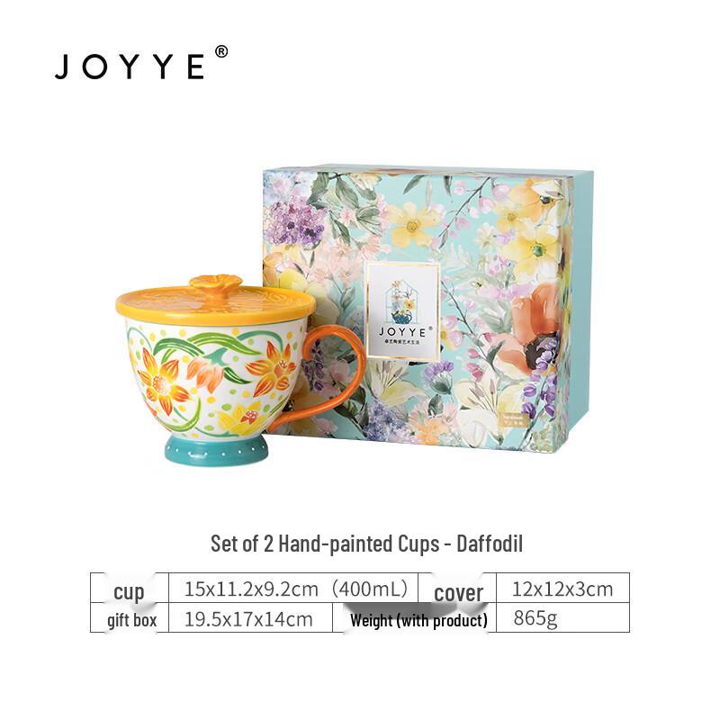 JOYYE Floral Hand-Painted Ceramic Mug Set (2-piece)