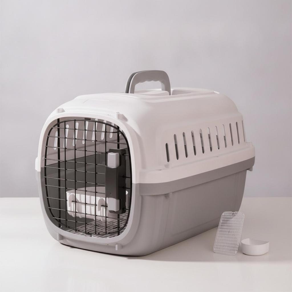 Hard-Sided Pet Carrier Ventilated with Litter Tray Protected Cat