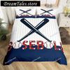 3D Print Baseball Duvet Cover Set Sports Theme Bedding Set King Baseball Gaming Geometry Stripe Quilt Cover for Boy Girl