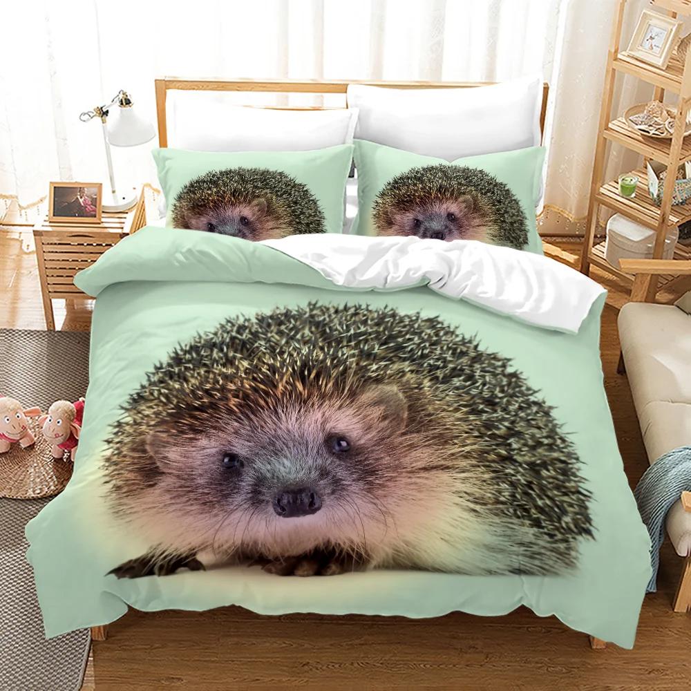 3D Hedgehog Animal Bedding Set Queen Duvet Cover Set Soft Bed Cover Queen Bedroom Bed Cover And Pillowcases Kids Home Textiles