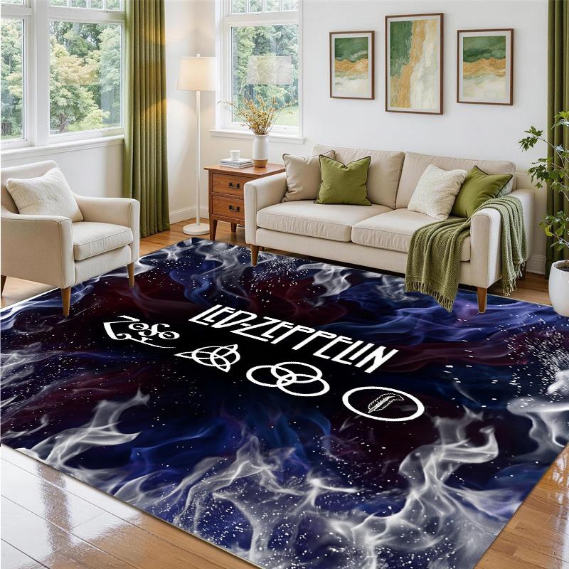 Led Zeppelin Design Kristall-Samt Teppich Weiche Dekorative Matte für Schlafzimmer Eingang