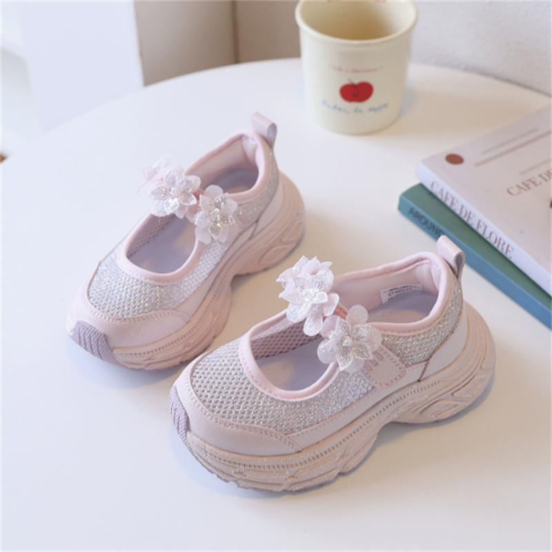 New Summer Children Shoes Mesh Breathable Flower Kids Casual Shoes Fashion Outdoor Girls Sneakers Size 26-37
