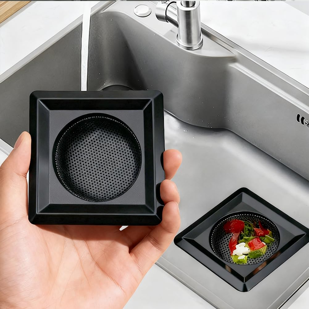 2 Pack - Black Kitchen Sink Strainer, Stainless Steel, Anti-Clogging, Large Wide Rim 4.5 Inch Diameter,Black