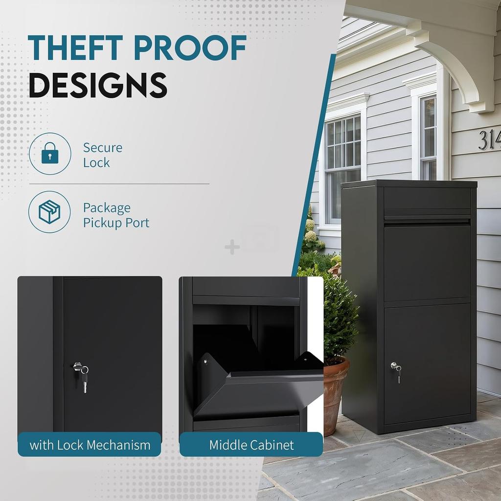 YODOLLA Parcel Box, Lockable Outdoor Steel Parcel Delivery Box