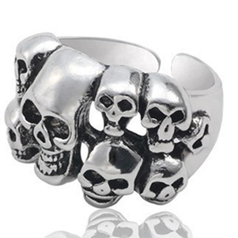 Skull, Ghost Head Ring, Punk Style Retro Skull Ring Opening Adjustable European and American Cross-border Old Ring