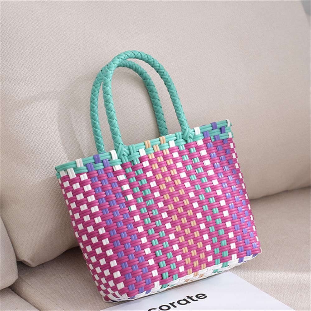 

Тканая корзина для хранения Ручная тканая корзина из ПВХ Домашняя корзина для хранения синий