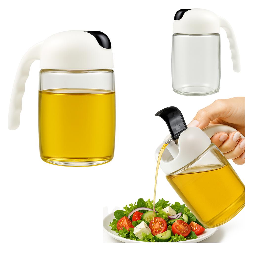 Glass oil dispenser 300 ml with handle - olive oil vinegar sauce oil spices