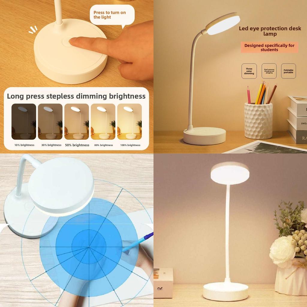 Led Study Desk Lamp With Usb Rechargeable Power For Students Reading And Eye Care