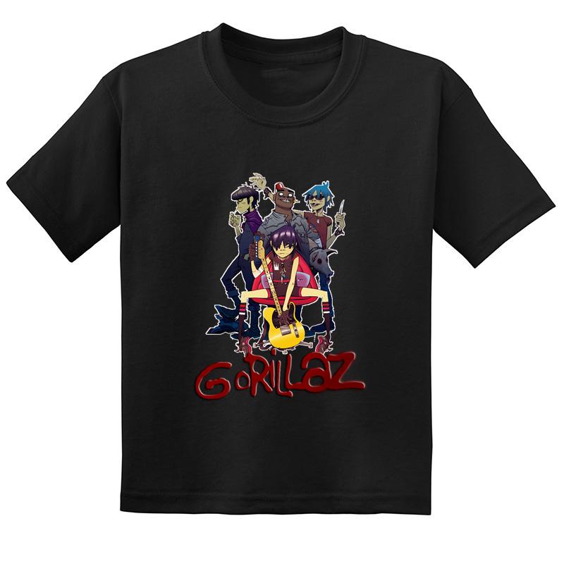 Hot-selling Gorillaz Rock Band Printed Summer Fashionable Pure   Short-sleeved T-shirt for Boys and Girls