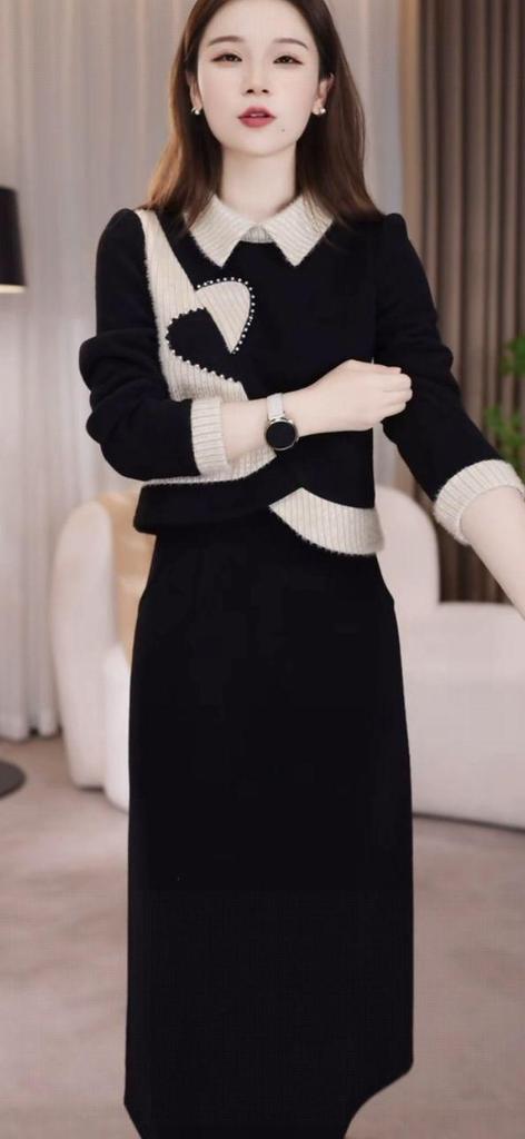 Elegant Snowflake Velvet Patchwork Dress: 2025 Autumn/Winter Age-Reducing Formal Style