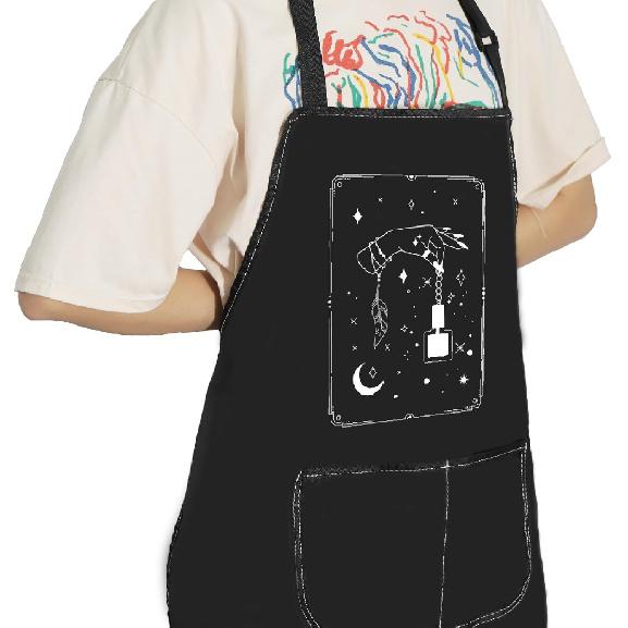 POFULL Nail Tech Supplies Bib Apron With Pockets - Stylist Gift for Nail Salon