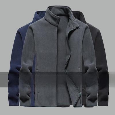 Plus-Size Men's Polar Fleece Winter Jacket - Warm Outdoor Sweater for Middle-Aged and Elderly