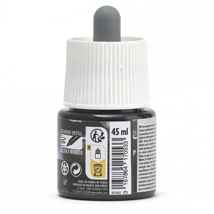 Encre Aquarelle - PEBEO - Colorex - 45 ml - Noir D'ivoire - Mixte
