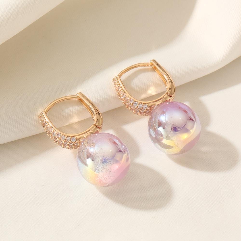 1 par de brincos pendentes luxuosos de pérolas de imitação de céu estrelado roxo para mulheres, joias de zircônia cúbica, acessórios diários para festas de casamento