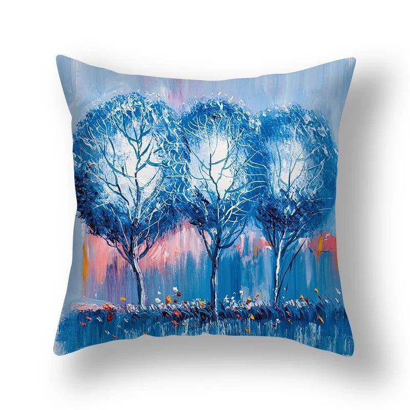 Pillowcase Sofa Living Room Colorful Tree Cushion Cover Home Decoration Tree Landscape Pillowcase