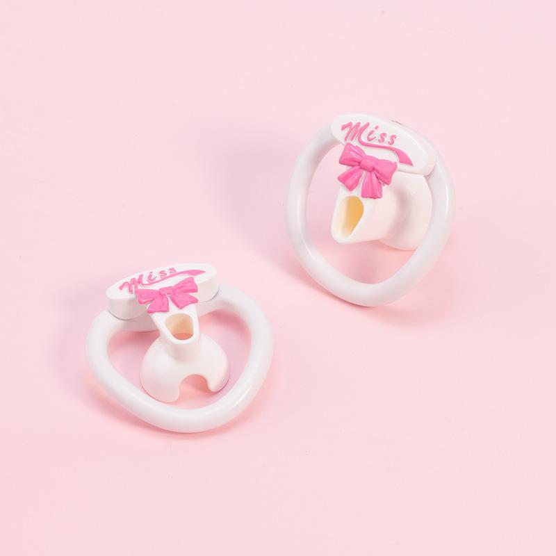 Bow Pink Negative Inverted Plastic Femboy Chastity Cages Male Chastity Device Penis Lock Sex Toys for Men Pet BDSM