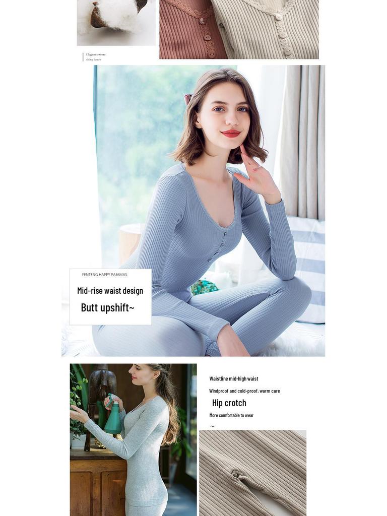 Γυναικείο Βαμβακερό Σετ Αδυνατίσματος: Ριγέ Φθινοπωρινό Παντελόνι & Ζεστό Σουέτερ Εσώρουχο Σώματος