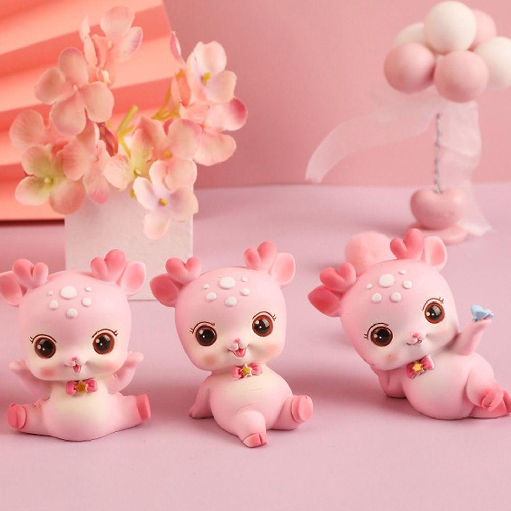 DIY Elk Miniature Figurines Resin Crafts Mini Deer Statue Cartoon Deer Figurines Home Car Decor