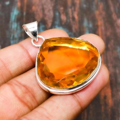 Citrine, Gemstone Handmade Jewelry Solid 925 Sterling Silver Pendant