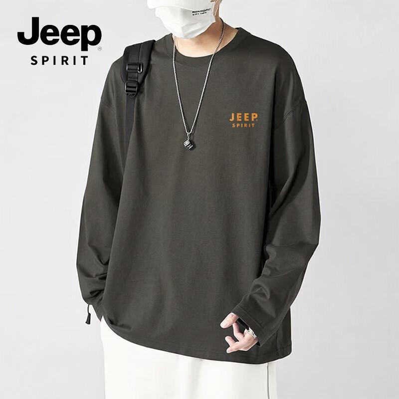 JEEP SPIRIT Men's Pure Cotton Long Sleeve T-Shirt