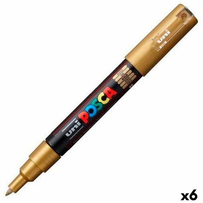 OSAMA POSCA Pennarello Oro Punta Extra Fine Set 6 Pezzi Inchiostro Base Acqua