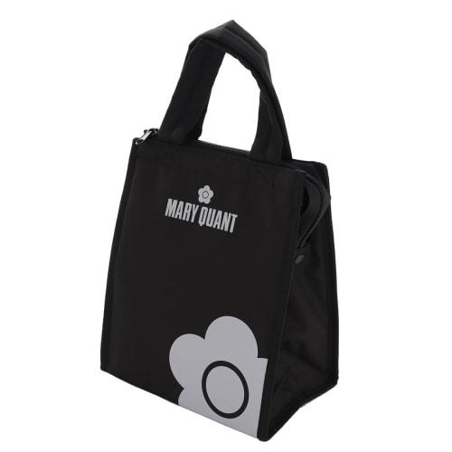 MARY QUANT Insulated Lunch Bag (Black/Zippered) for School, Cooler, and Bento (Vertical/With Pocket) 192101-0005-02
