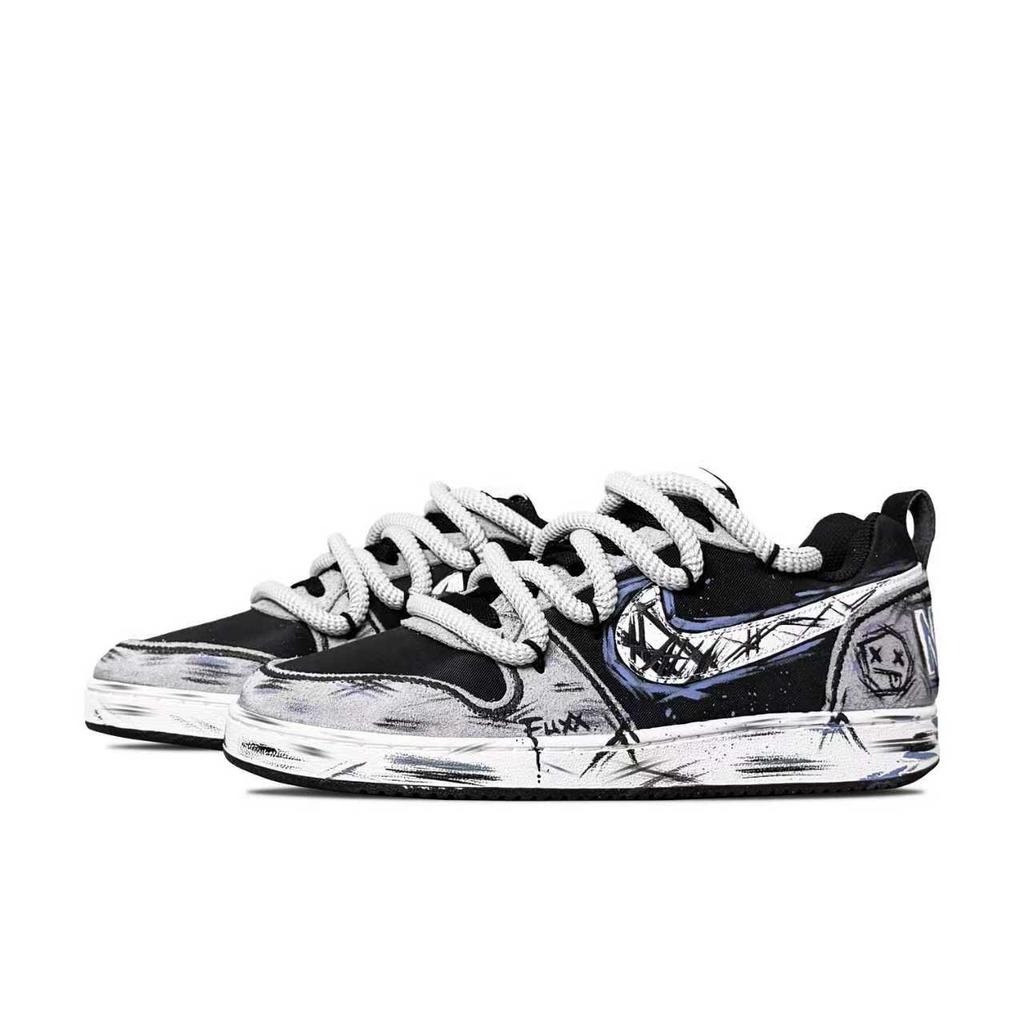 Nike Court Borough Virtual Creed Cushioning Abrasion Resistant Low Top Skateboard Shoes Men's Black Gray 844881-005(Team394-)