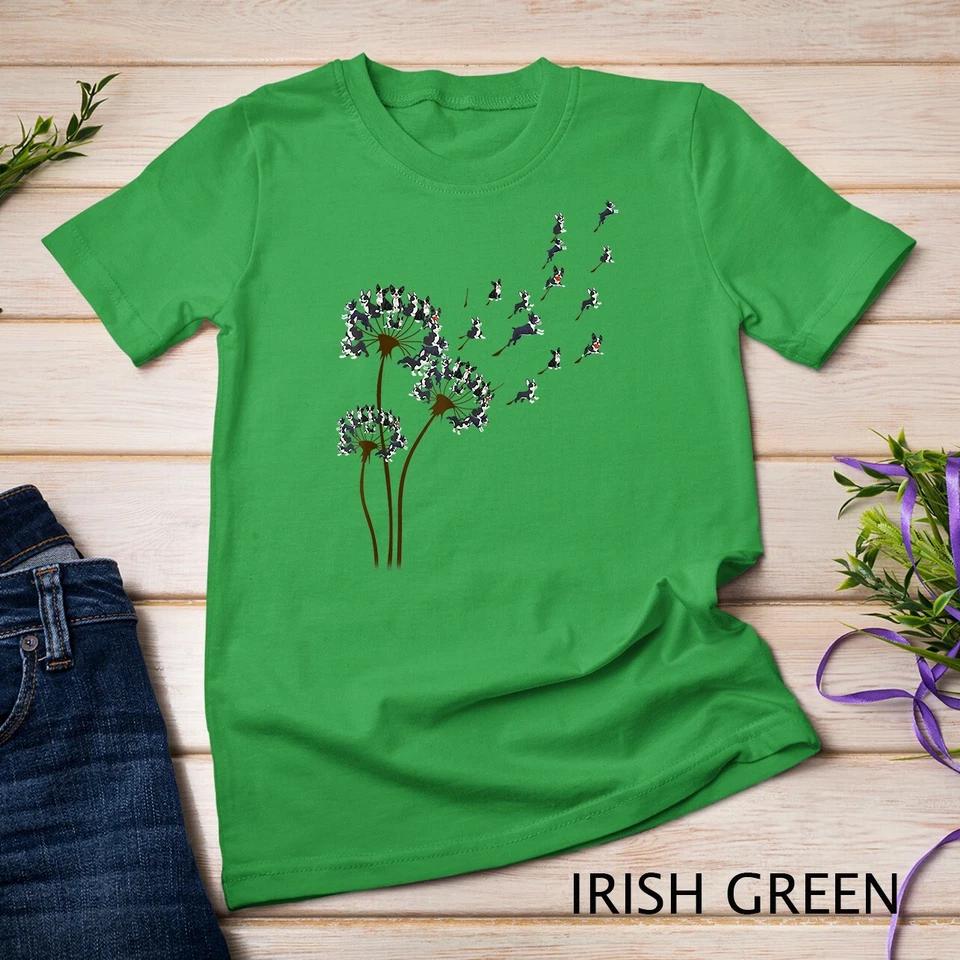 Boston Terrier Flower Fly Dandelion Boston Terrier Funny Dog Unisex T-shirt 5 2XL