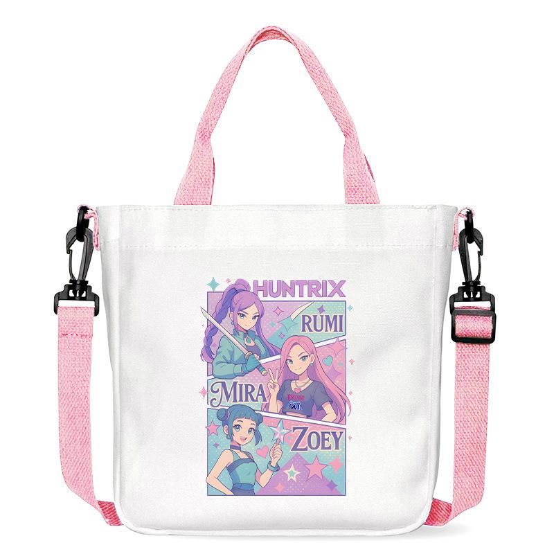 KPop Demon Hunters Shoulder Bag Kawaii Cartoon Handbag Large Capacity Crossbody Fashion Portable Canvas Storage Bags Gift Kid Friendly Entertaining
