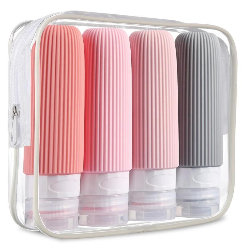Travel-Friendly Refillable Silicone Lotion Bottle with Vertical Stripe Texture