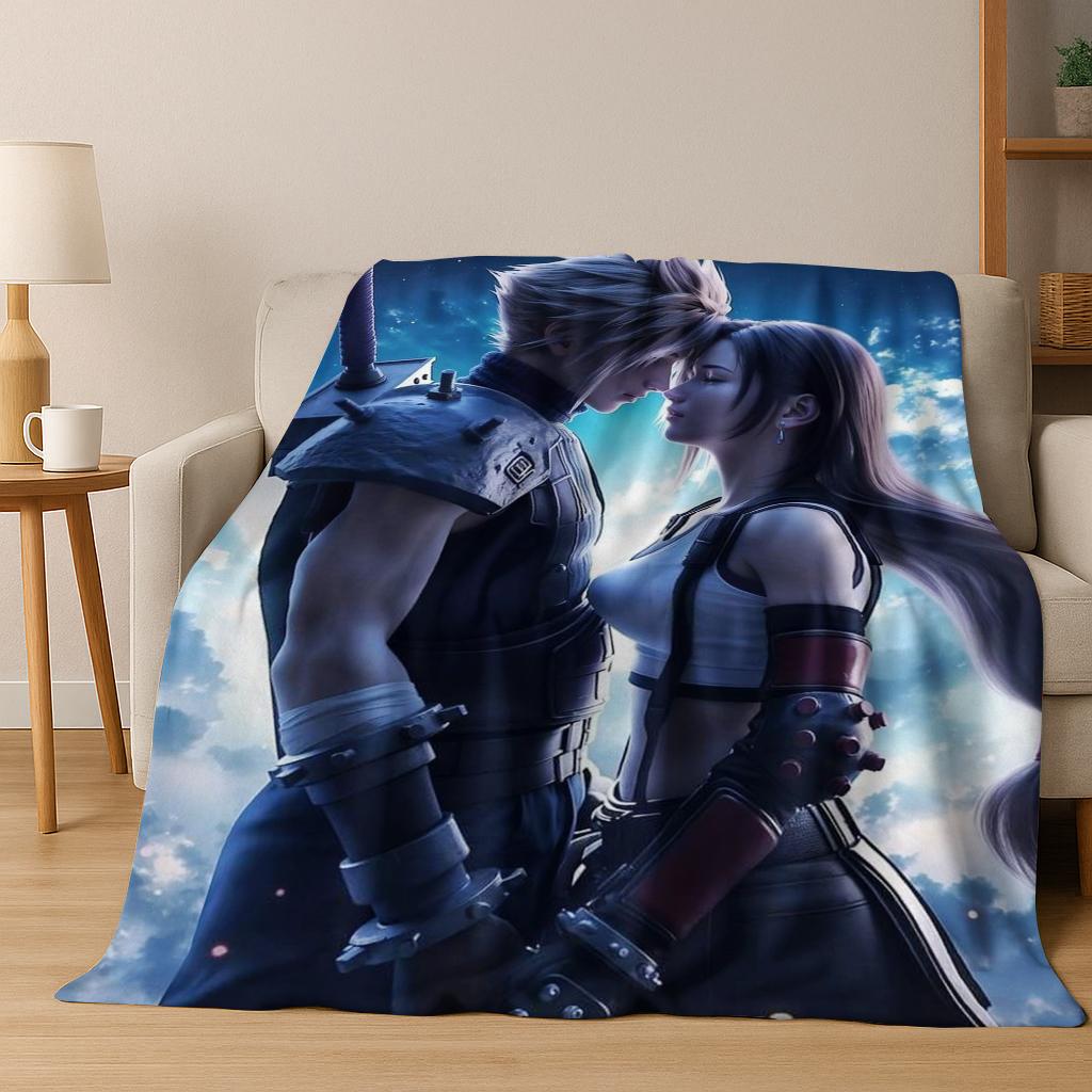 Cartoon Final Fantasy Sephiroth Cloud Tifa Game Flannel Blanket,Warm and Cozy Soft Throw Blanket for Home Bedroom Bed Sofa Kid