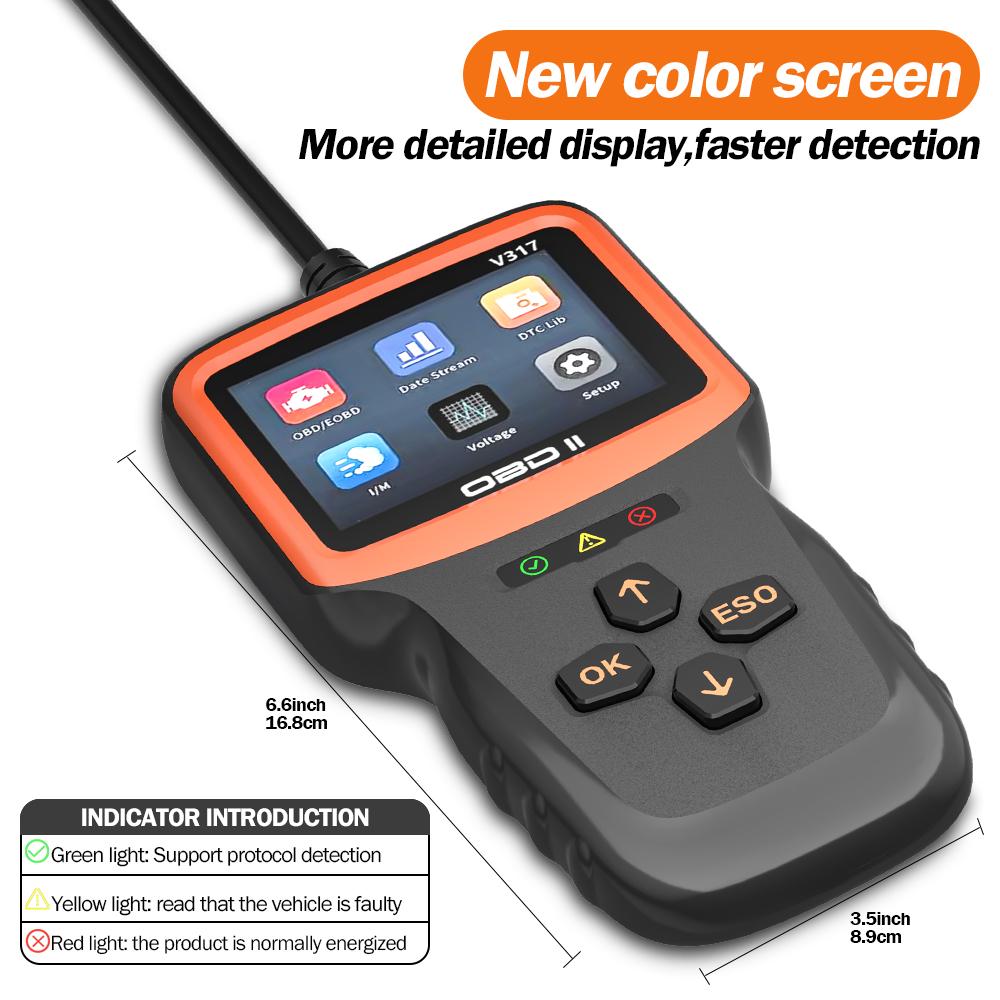 V317 Real-time Engine Fault Diagnosis Oxygen Sensor Test Automobile Fault Detector Car Diagnostic Tool OBD 2 OBD II EOBD
