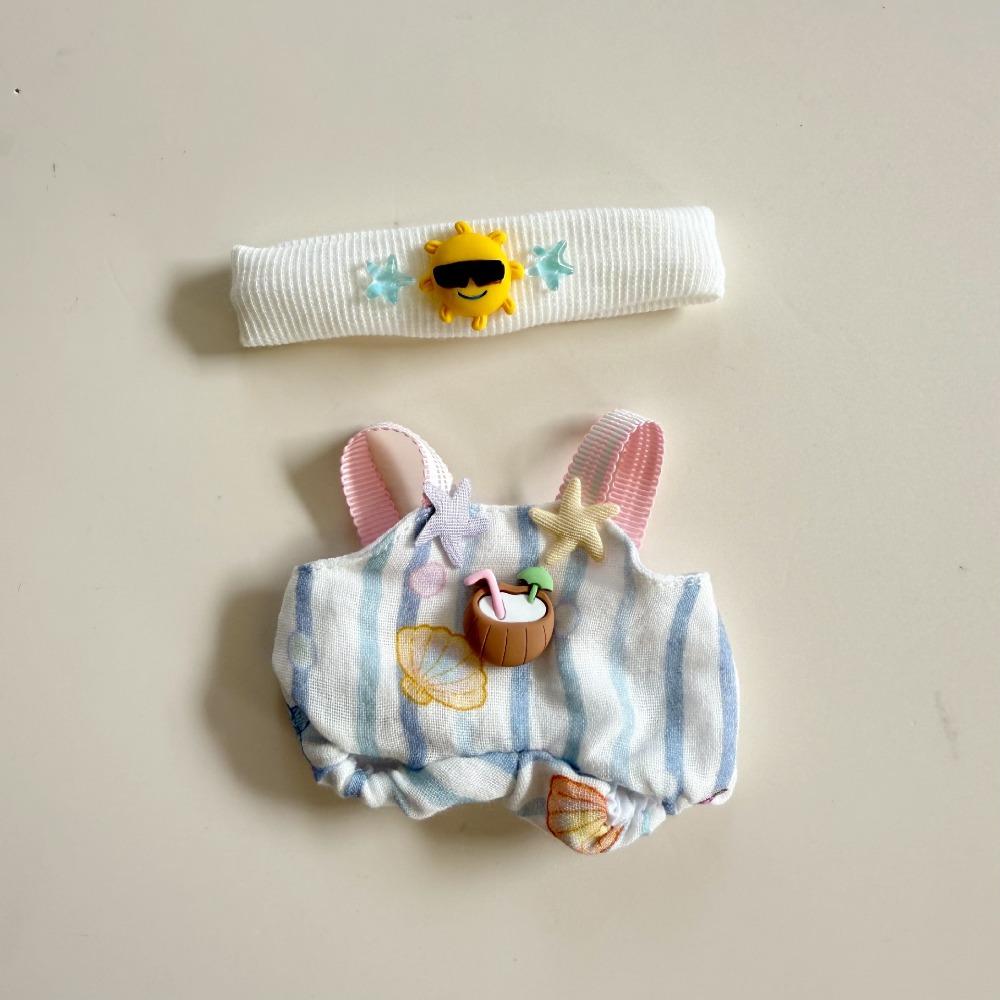 

Кокосовые пальмы Сидящий Labubu Время Ткань Ручная работа 17см Плюшевые куклы Одежда Детский подарок Style 2