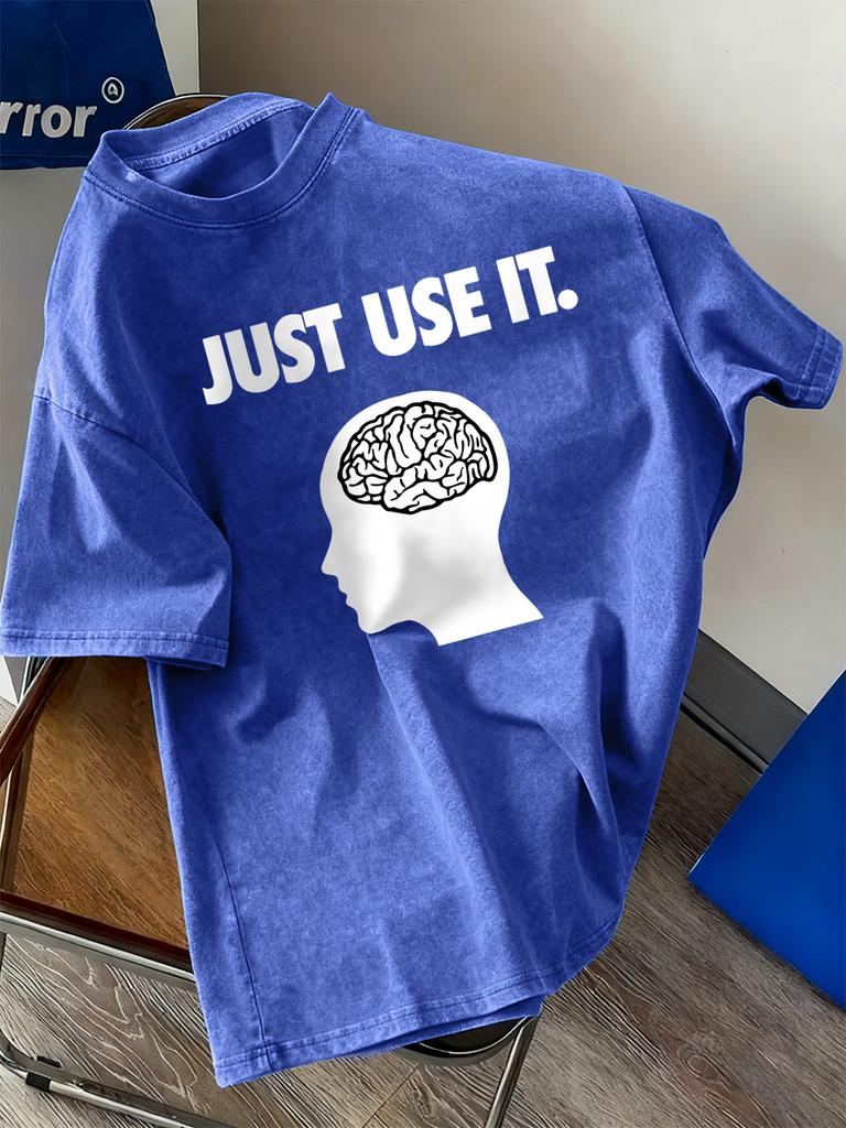 Brain Just Use It Printing Washed TShirts Women Cotton Oversize T Shirt Summer Soft Short Sleeve Tops Casual ONeck Clothes